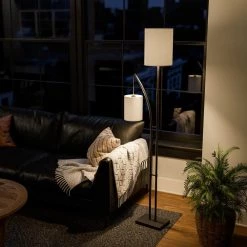 74 in. Leville Mother and Son Lamp Torch Torchieres by Manor Brook -Brightech Sales bronze manor brook floor lamps mb100668 44 1000