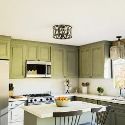 9 in. Hugenot Flush Mount Drum by Manor Brook -Brightech Sales bronze manor brook flush mount lights mb100683 1f 1000