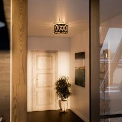 9 in. Hugenot Flush Mount Drum by Manor Brook -Brightech Sales bronze manor brook flush mount lights mb100683 fa 1000