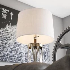 Hamdon 28 in. Bronze Indoor Table Lamp with Linen Drum Shade by Manor Brook -Brightech Sales bronze manor brook table lamps mb100488 fa 1000