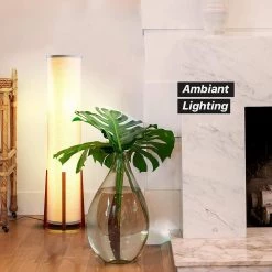 Parker 48 in. Brown Fabric Tower Floor Lamp with 2 LED Bulbs by Brightech -Brightech Sales brown brightech floor lamps 5c au1y 1rxp 44 1000