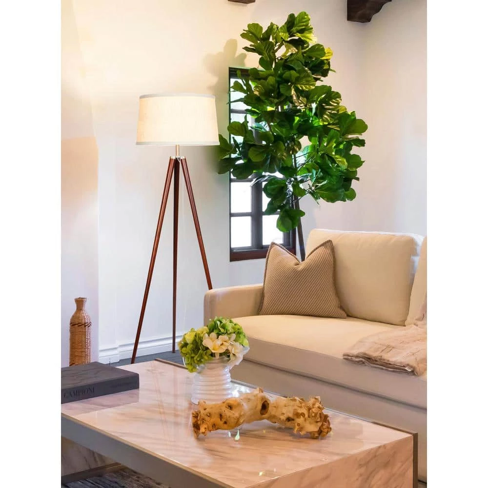 Emma 61 in. Walnut Brown Tripod LED Floor Lamp by Brightech 7 Emma 61 in. Walnut Brown Tripod LED Floor Lamp by Brightech - Image 5