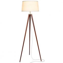 Emma 61 in. Walnut Brown Tripod LED Floor Lamp by Brightech