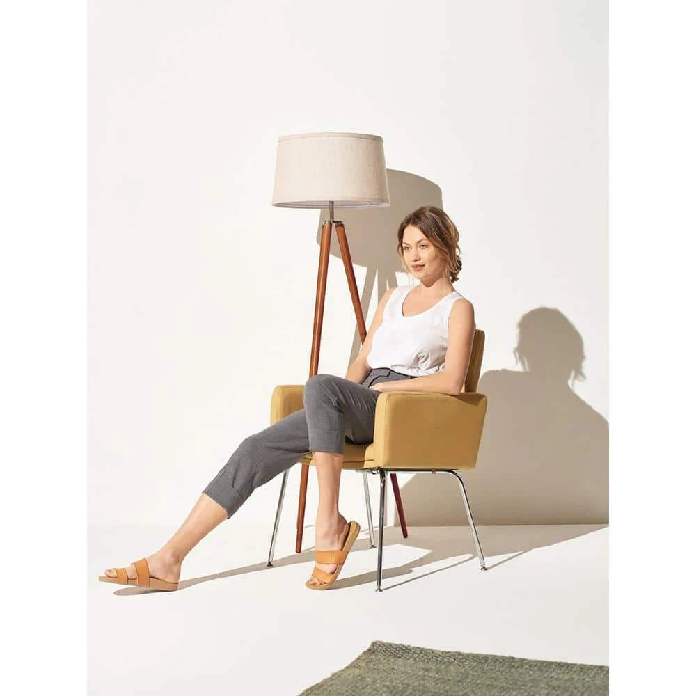 Emma 61 in. Walnut Brown Tripod LED Floor Lamp by Brightech 4 Emma 61 in. Walnut Brown Tripod LED Floor Lamp by Brightech - Image 2