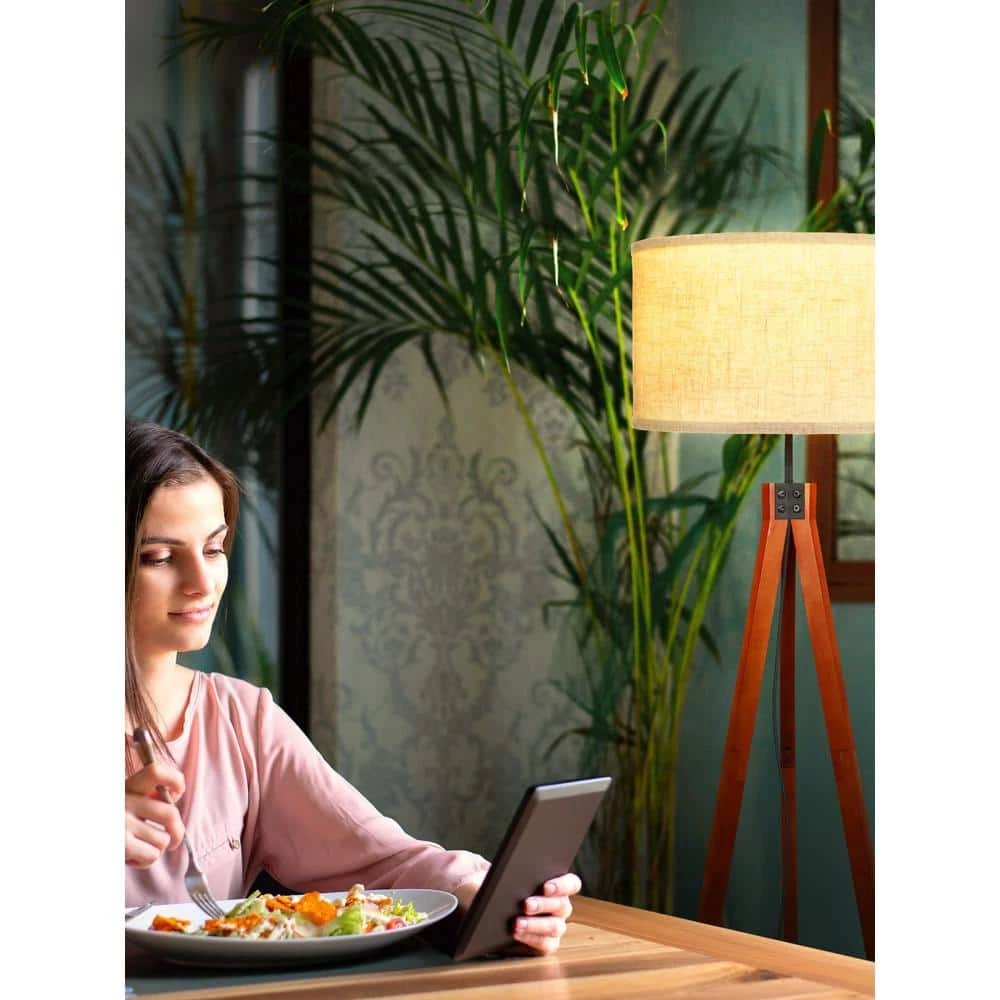 Eden 60 in. Havanah Brown Tripod Floor Lamp with Solid Wood Legs by Brightech 7 Eden 60 in. Havanah Brown Tripod Floor Lamp with Solid Wood Legs by Brightech - Image 5