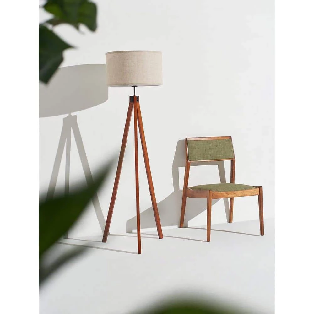 Eden 60 in. Havanah Brown Tripod Floor Lamp with Solid Wood Legs by Brightech 4 Eden 60 in. Havanah Brown Tripod Floor Lamp with Solid Wood Legs by Brightech - Image 2