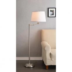 Reading 59 in. Brushed Steel Indoor Swing-Arm Floor Lamp by Manor Brook -Brightech Sales brushed steel manor brook floor lamps mb100062 4f 1000