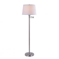 Reading 59 in. Brushed Steel Indoor Swing-Arm Floor Lamp by Manor Brook