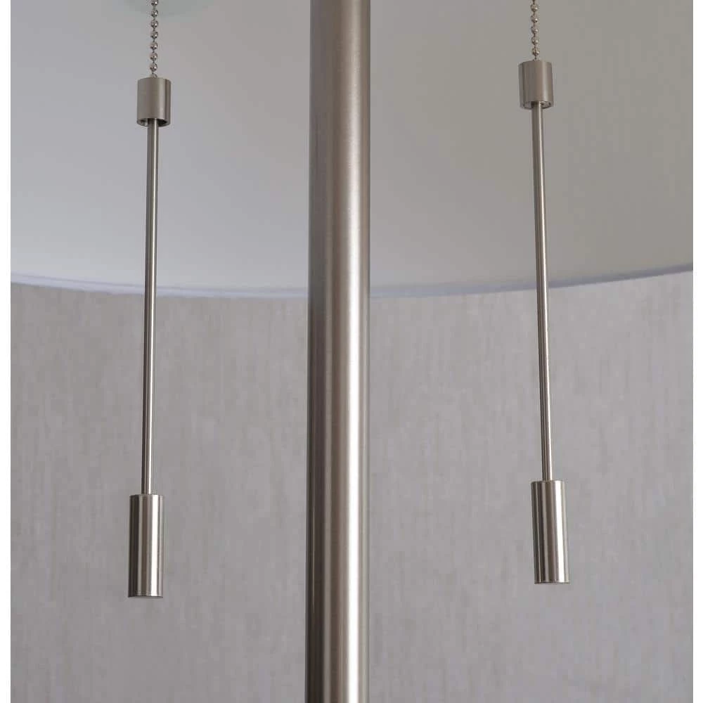 Stella 61.75 in. Brushed Steel Floor Lamp with Glass Table by Manor Brook 6 Stella 61.75 in. Brushed Steel Floor Lamp with Glass Table by Manor Brook - Image 4