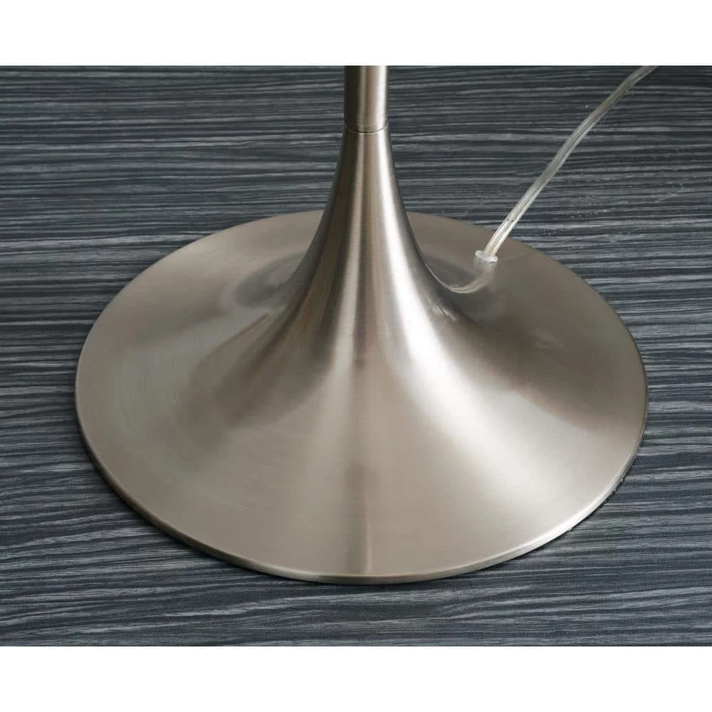 Stella 61.75 in. Brushed Steel Floor Lamp with Glass Table by Manor Brook 7 Stella 61.75 in. Brushed Steel Floor Lamp with Glass Table by Manor Brook - Image 5