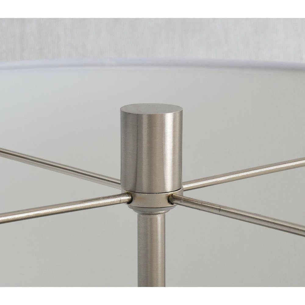 Stella 61.75 in. Brushed Steel Floor Lamp with Glass Table by Manor Brook 9 Stella 61.75 in. Brushed Steel Floor Lamp with Glass Table by Manor Brook - Image 7