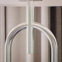 Marlene 60.75 in. Brushed Steel Indoor Floor Lamp with White Drum Shade by Manor Brook -Brightech Sales brushed steel manor brook floor lamps mb100538 1f 1000