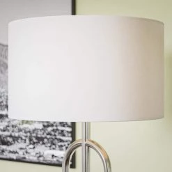 Marlene 60.75 in. Brushed Steel Indoor Floor Lamp with White Drum Shade by Manor Brook -Brightech Sales brushed steel manor brook floor lamps mb100538 4f 1000