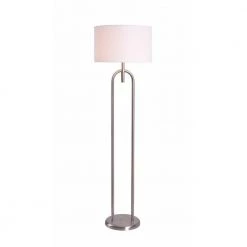 Marlene 60.75 in. Brushed Steel Indoor Floor Lamp with White Drum Shade by Manor Brook