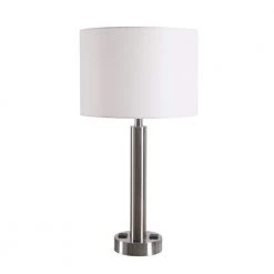 Grove 27 in. Brushed Steel Table Lamp with 2 Outlets by Manor Brook