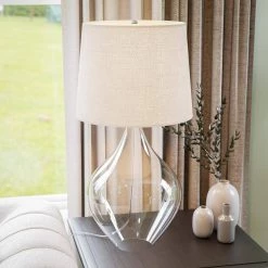Shelby 30 in. Clear Glass and Chrome Indoor Table Lamp by Manor Brook -Brightech Sales clear glass and chrome manor brook table lamps mb100286 4f 1000
