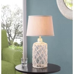 Oxford 22 in. Clear Glass Accent Lamp with Rope Wrap by Manor Brook -Brightech Sales clear textured glass with rope wrap manor brook table lamps mb100562 31 1000