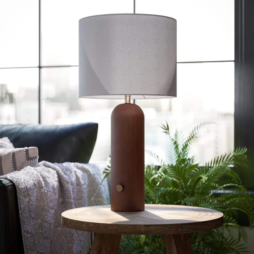 Dorsey 24.75 in. Dark Wood Table Lamp by Manor Brook 6 Dorsey 24.75 in. Dark Wood Table Lamp by Manor Brook - Image 4