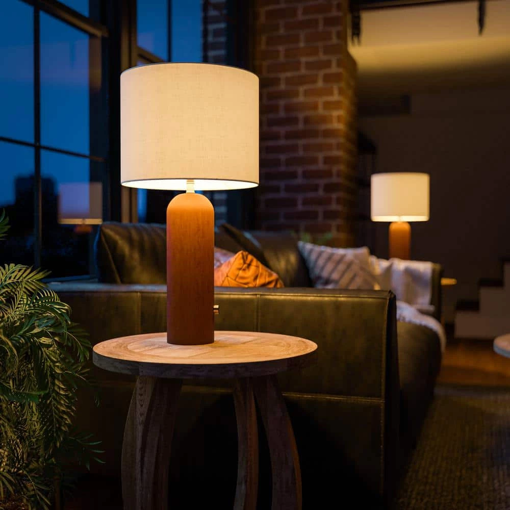 Dorsey 24.75 in. Dark Wood Table Lamp by Manor Brook 9 Dorsey 24.75 in. Dark Wood Table Lamp by Manor Brook - Image 7