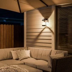 Stockmeade 10 in. 1-Light Black Outdoor Small Cylinder Lantern Wall Sconce by Manor Brook 11 Stockmeade 10 in. 1-Light Black Outdoor Small Cylinder Lantern Wall Sconce by Manor Brook -Brightech Sales forged graphite finish manor brook outdoor sconces mb100663 44 1000