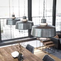 Kenster 1-Light Galvanized Pendant with Wood Accent by Manor Brook 13 Kenster 1-Light Galvanized Pendant with Wood Accent by Manor Brook -Brightech Sales galvanized manor brook chandeliers mb100566 1f 1000