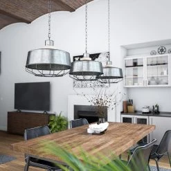 Kenster 1-Light Galvanized Pendant with Wood Accent by Manor Brook 12 Kenster 1-Light Galvanized Pendant with Wood Accent by Manor Brook -Brightech Sales galvanized manor brook chandeliers mb100566 4f 1000
