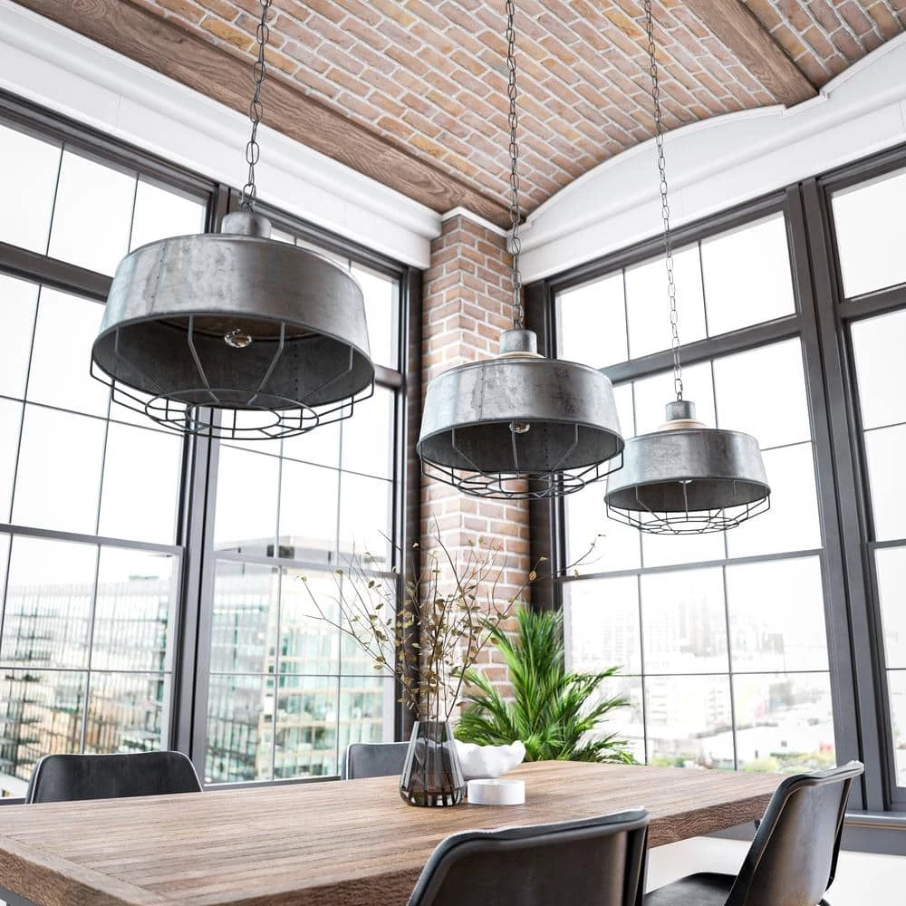 Kenster 1-Light Galvanized Pendant with Wood Accent by Manor Brook 9 Kenster 1-Light Galvanized Pendant with Wood Accent by Manor Brook - Image 7