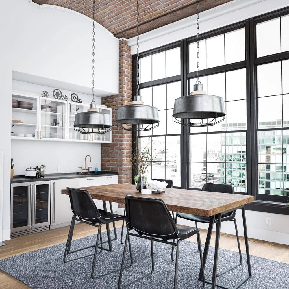 Kenster 1-Light Galvanized Pendant with Wood Accent by Manor Brook 4 Kenster 1-Light Galvanized Pendant with Wood Accent by Manor Brook - Image 2