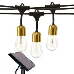Glow Outdoor 28 ft. L 1.5-Watt Solar LED S14 Edison Bulb Hanging String Light by Brightech