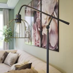 Urbana 63 in. Graphite Floor Lamp with Glass Shade by Manor Brook -Brightech Sales graphite manor brook floor lamps mb100485 44 1000