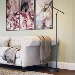 Urbana 63 in. Graphite Floor Lamp with Glass Shade by Manor Brook
