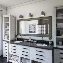 Hattie 1-Light Gray and Antique Brass LED Wall Sconce by Manor Brook -Brightech Sales gray and antique brass manor brook wall sconces mb100622 1f 1000