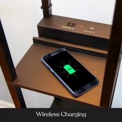 16.3 in. Havana Brown Floor Lamp with Shelves and Wireless Charging by Brightech -Brightech Sales havana brown brightech floor lamps 3p 2upc 9rve 76 1000