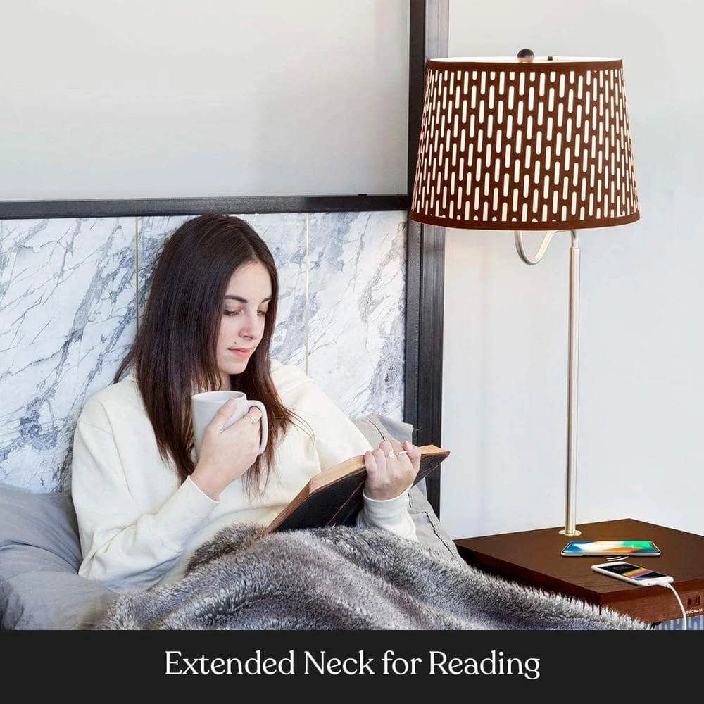 Madison 56 in. Havana Brown LED Skinny Bedside Table Lamp with Wireless Charging by Brightech 7 Madison 56 in. Havana Brown LED Skinny Bedside Table Lamp with Wireless Charging by Brightech - Image 5