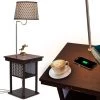 Madison 56 in. Havana Brown LED Skinny Bedside Table Lamp with Wireless Charging by Brightech -Brightech Sales havana brown brightech floor lamps wu 4yct 2c0q 64 1000