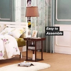 Madison 56 in. Havana Brown Narrow End Table with Built-In LED Lamp with Brown Shade and USB Port by Brightech 12 Madison 56 in. Havana Brown Narrow End Table with Built-In LED Lamp with Brown Shade and USB Port by Brightech -Brightech Sales havana brown brightech floor lamps zs 7nxt spw1 1f 1000