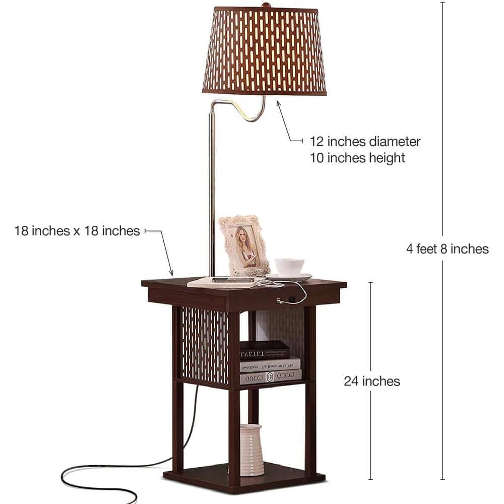 Madison 56 in. Havana Brown Narrow End Table with Built-In LED Lamp with Brown Shade and USB Port by Brightech 4 Madison 56 in. Havana Brown Narrow End Table with Built-In LED Lamp with Brown Shade and USB Port by Brightech - Image 2