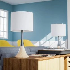 Cupello 22 in. Light Wood and Black Accent Lamp by Manor Brook -Brightech Sales light wood and black manor brook table lamps mb100631 1f 1000