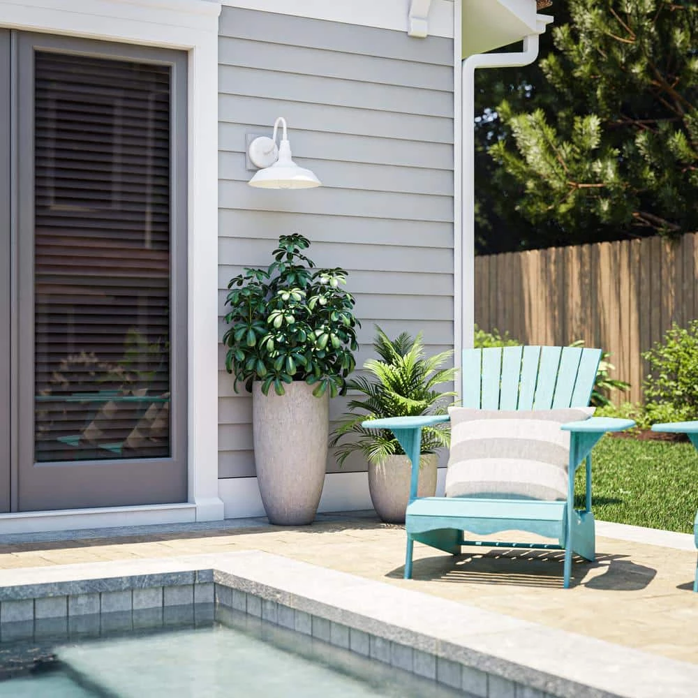 Barnes 1-Light White Hardwired Outdoor Wall Lantern Sconce Lantern by Manor Brook 8 Barnes 1-Light White Hardwired Outdoor Wall Lantern Sconce Lantern by Manor Brook - Image 6