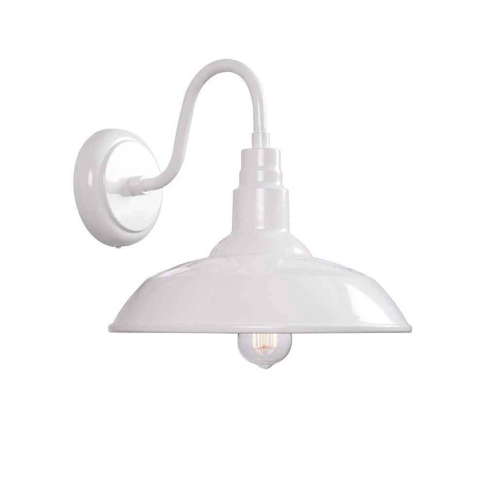 Barnes 1-Light White Hardwired Outdoor Wall Lantern Sconce Lantern by Manor Brook 3 Barnes 1-Light White Hardwired Outdoor Wall Lantern Sconce Lantern by Manor Brook