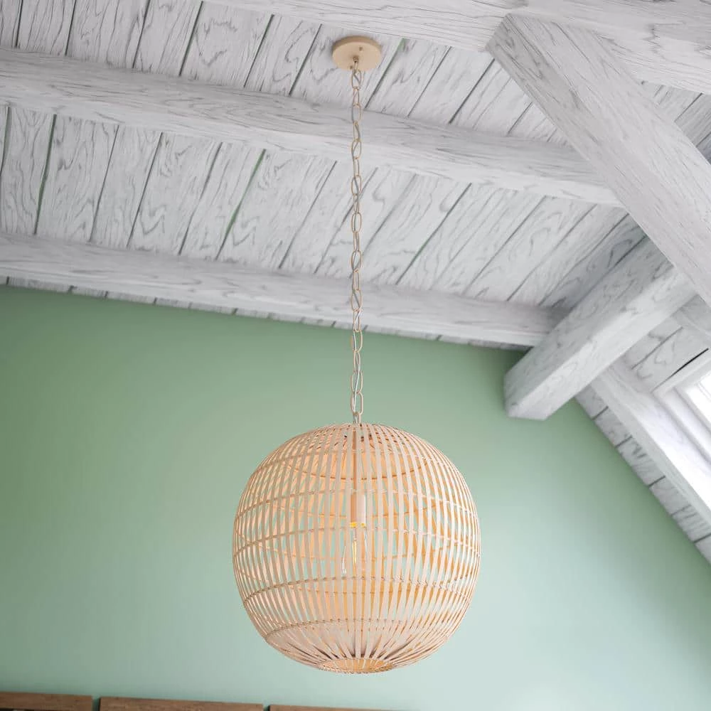 Drift 1-Light Natural Bamboo Pendant by Manor Brook 5 Drift 1-Light Natural Bamboo Pendant by Manor Brook - Image 3