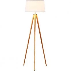 Emma 61 in. Natural Wood Tripod LED Floor Lamp by Brightech
