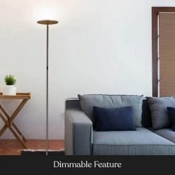 Sky Flux 67 in. Nickel Torchiere LED Floor Lamp with 3 Mode Dimmer by Brightech -Brightech Sales nickel brightech floor lamps 9k c9ph 1que 1f 1000