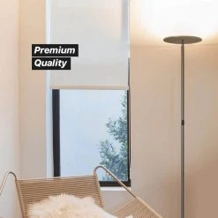 Sky Flux 67 in. Nickel Torchiere LED Floor Lamp with 3 Mode Dimmer by Brightech -Brightech Sales nickel brightech floor lamps 9k c9ph 1que 76 1000