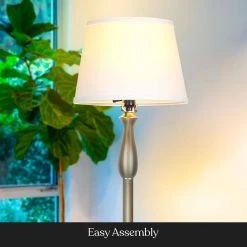 Gabriella 64 in. Tall Nickel LED Floor Lamp with Fabric Shade by Brightech 11 Gabriella 64 in. Tall Nickel LED Floor Lamp with Fabric Shade by Brightech -Brightech Sales nickel brightech floor lamps fl gbrla nkl 1f 1000