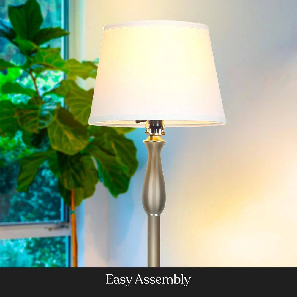 Gabriella 64 in. Tall Nickel LED Floor Lamp with Fabric Shade by Brightech 6 Gabriella 64 in. Tall Nickel LED Floor Lamp with Fabric Shade by Brightech - Image 4