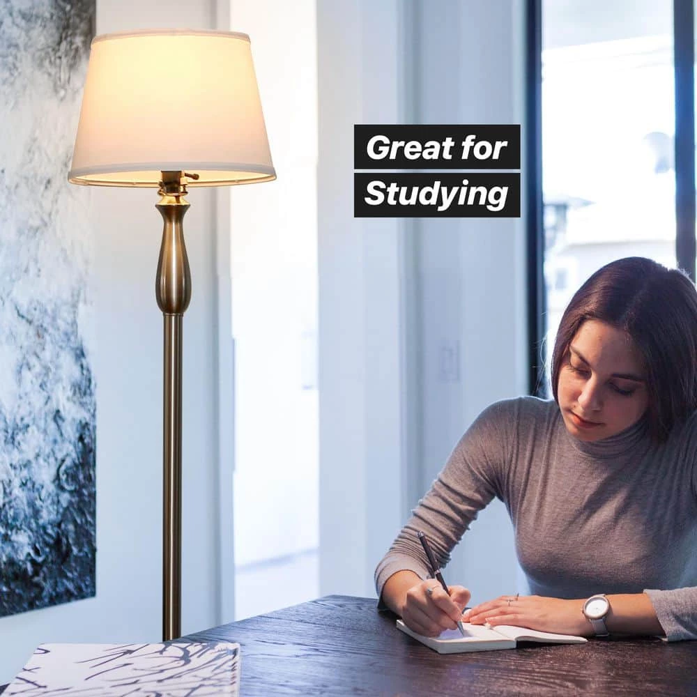 Gabriella 64 in. Tall Nickel LED Floor Lamp with Fabric Shade by Brightech 7 Gabriella 64 in. Tall Nickel LED Floor Lamp with Fabric Shade by Brightech - Image 5