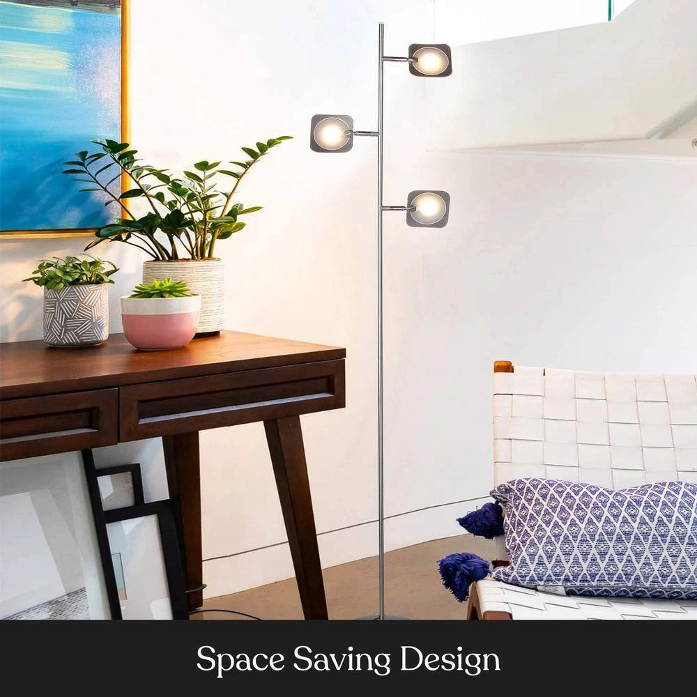 Tree 60 in. Nickel LED Floor Lamp with Dimmable and Adjustable Panels by Brightech 6 Tree 60 in. Nickel LED Floor Lamp with Dimmable and Adjustable Panels by Brightech - Image 4