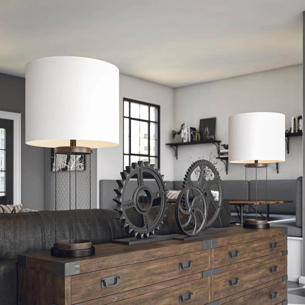 Foxen 30 in. Oil Rubbed Bronze and Replica Wood Indoor Table Lamp by Manor Brook 4 Foxen 30 in. Oil Rubbed Bronze and Replica Wood Indoor Table Lamp by Manor Brook - Image 2