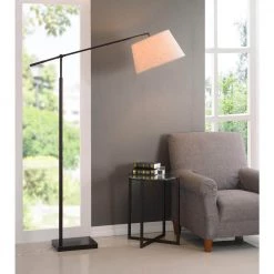 Ryden 83 in. Oil Rubbed Bronze Adjustable Boom Arm Floor Lamp with Fabric Shade by Manor Brook -Brightech Sales oil rubbed bronze manor brook floor lamps mb100284 31 1000